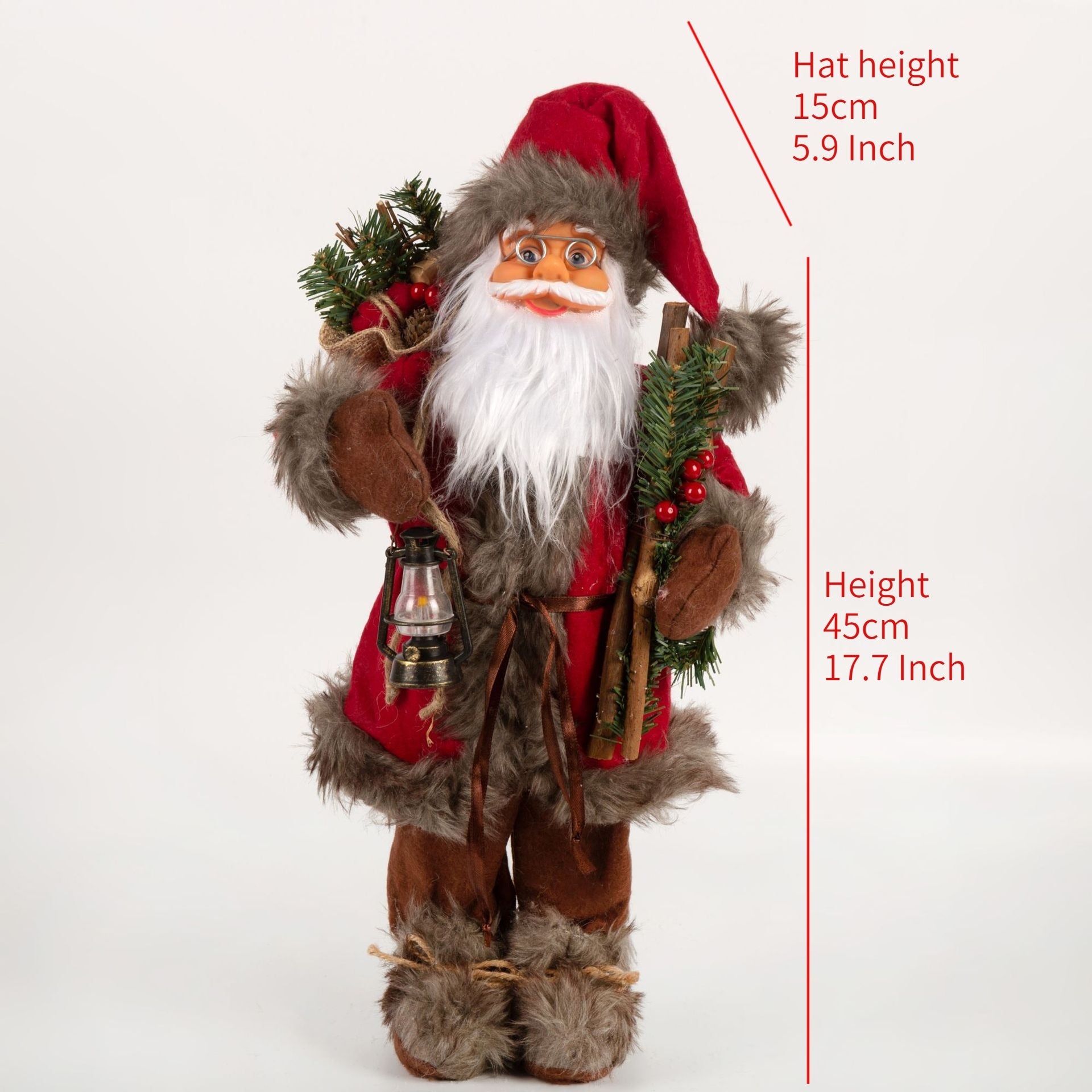 30/45cm Santa Claus Doll Decoration Red Plaid Santa Dolls New Year Gift 2024 Christmas Family Party Decoration Ornaments acacuss