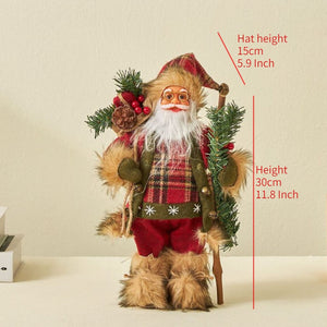 30/45cm Santa Claus Doll Decoration Red Plaid Santa Dolls New Year Gift 2024 Christmas Family Party Decoration Ornaments acacuss