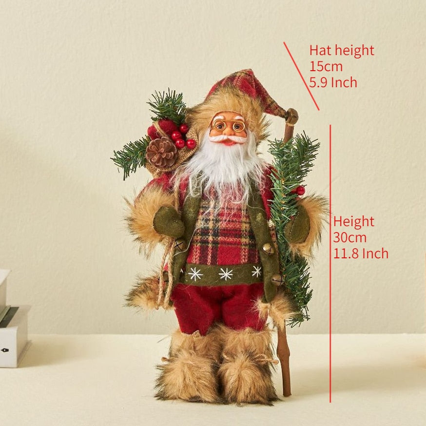 30/45cm Santa Claus Doll Decoration Red Plaid Santa Dolls New Year Gift 2024 Christmas Family Party Decoration Ornaments acacuss