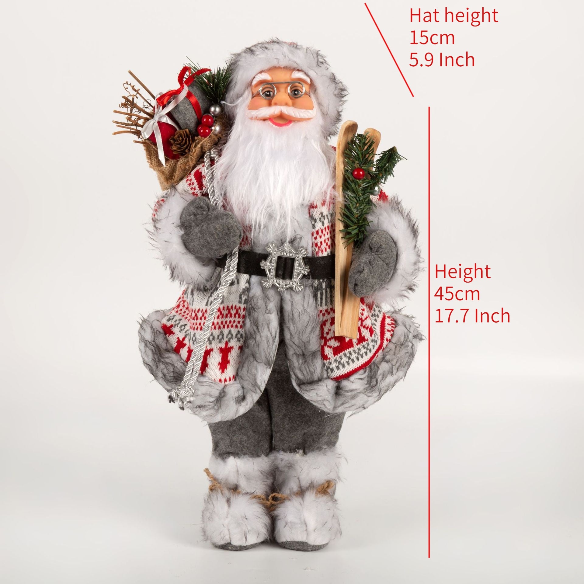 30/45cm Santa Claus Doll Decoration Red Plaid Santa Dolls New Year Gift 2024 Christmas Family Party Decoration Ornaments acacuss
