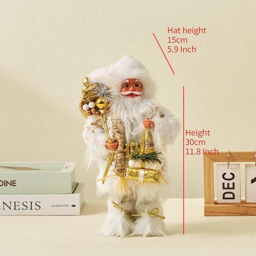 30/45cm Santa Claus Doll Decoration Red Plaid Santa Dolls New Year Gift 2024 Christmas Family Party Decoration Ornaments acacuss