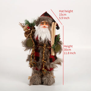30/45cm Santa Claus Doll Decoration Red Plaid Santa Dolls New Year Gift 2024 Christmas Family Party Decoration Ornaments acacuss