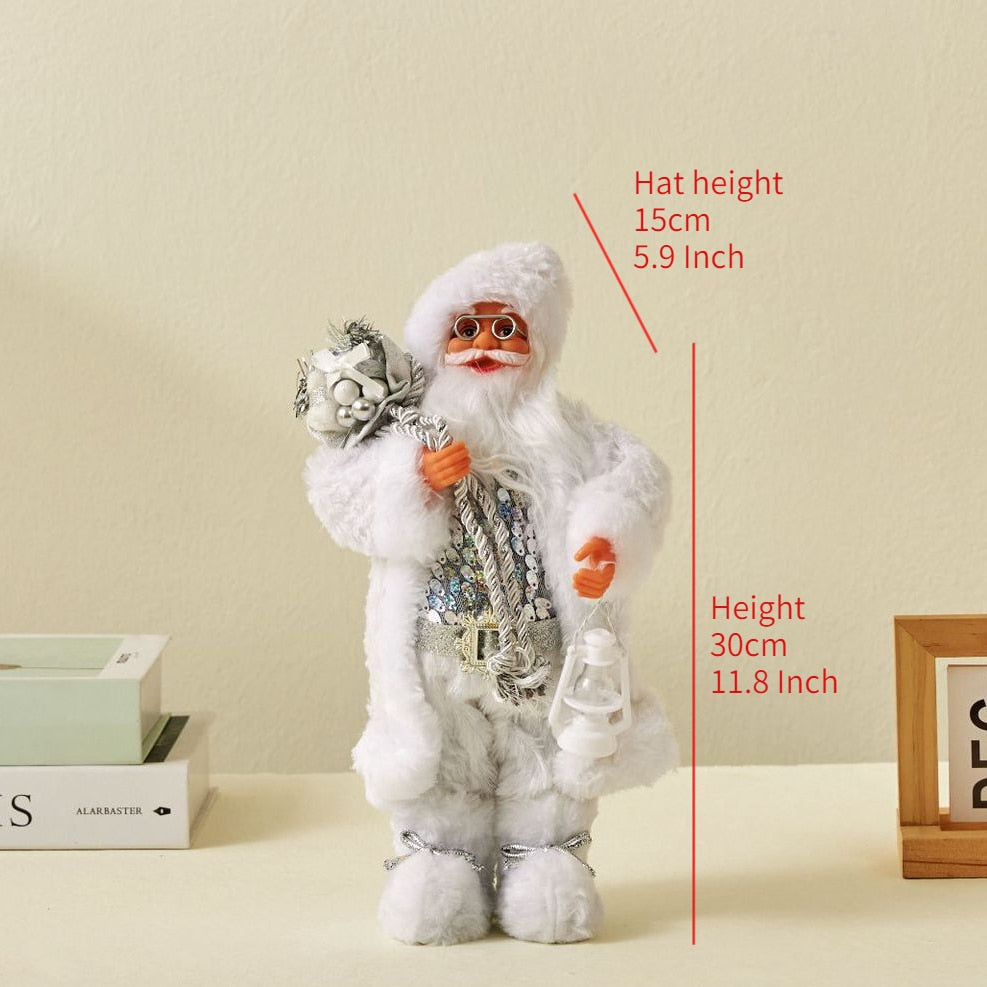 30/45cm Santa Claus Doll Decoration Red Plaid Santa Dolls New Year Gift 2024 Christmas Family Party Decoration Ornaments acacuss