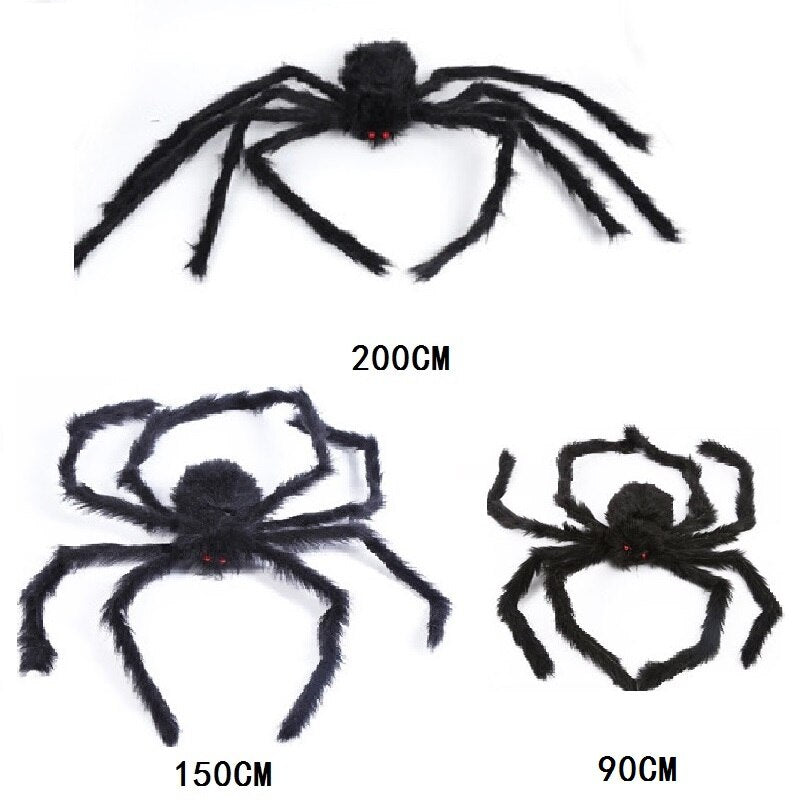 30/50/75/125/150/200cm Halloween Giant Black Plush Spider Halloween Decoration Props Kids Toy Haunted Outdoor Party House Decor acacuss