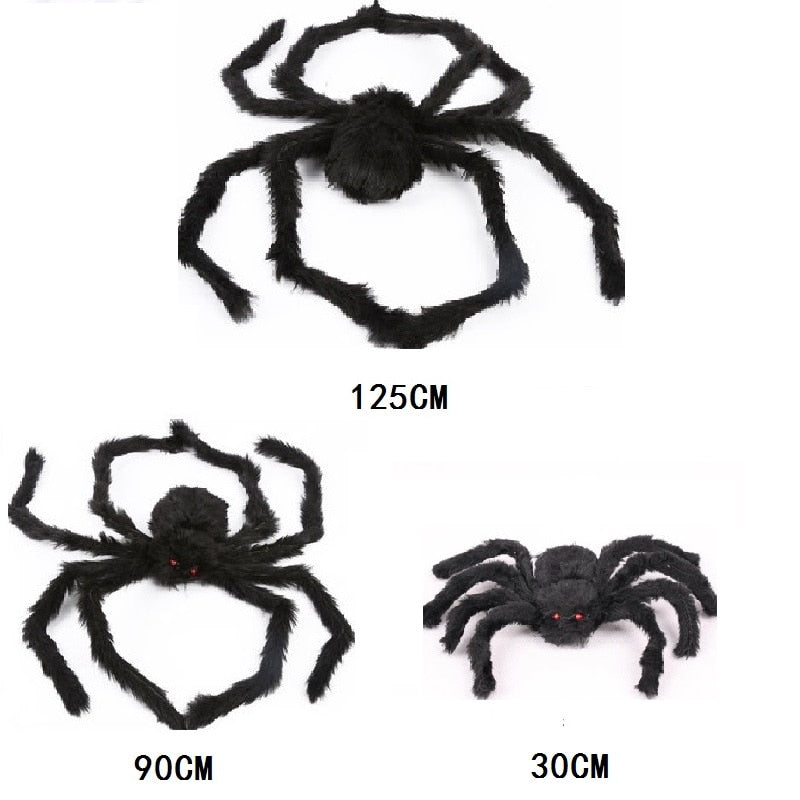 30/50/75/125/150/200cm Halloween Giant Black Plush Spider Halloween Decoration Props Kids Toy Haunted Outdoor Party House Decor acacuss