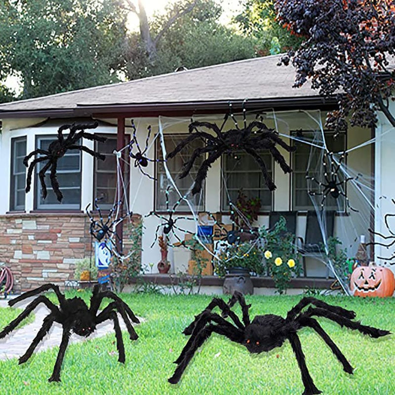 30/50/75/125/150/200cm Halloween Giant Black Plush Spider Halloween Decoration Props Kids Toy Haunted Outdoor Party House Decor acacuss