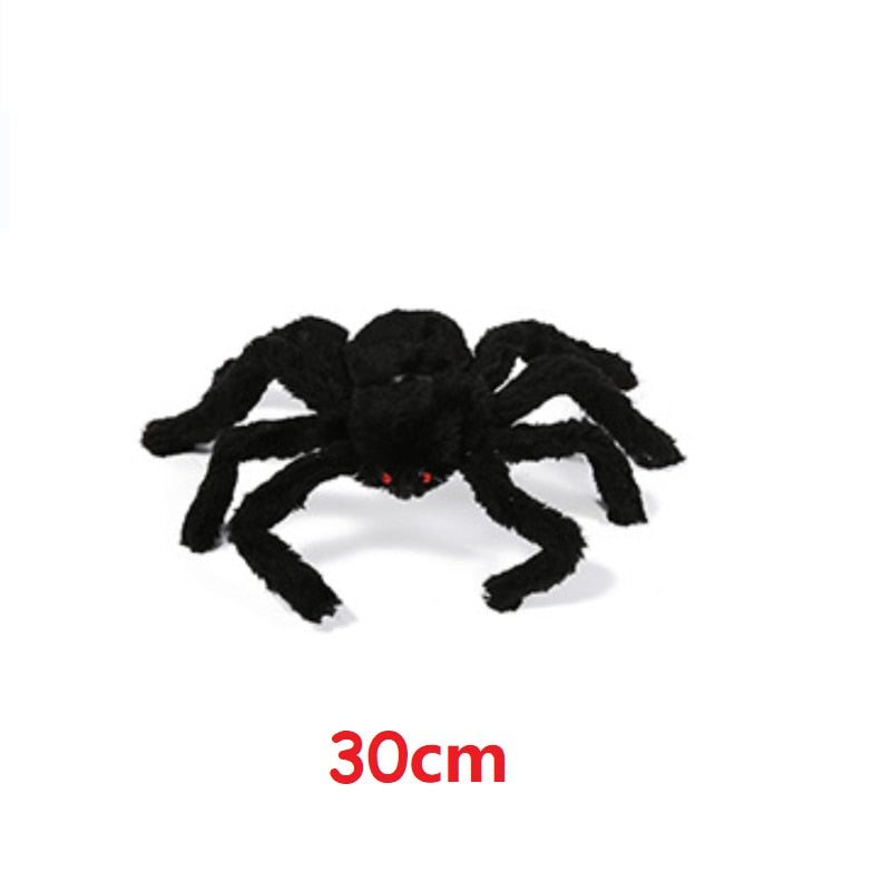 30/50/75/125/150/200cm Halloween Giant Black Plush Spider Halloween Decoration Props Kids Toy Haunted Outdoor Party House Decor acacuss