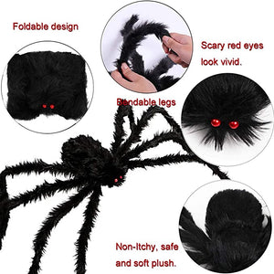30/50/75/125/150/200cm Halloween Giant Black Plush Spider Halloween Decoration Props Kids Toy Haunted Outdoor Party House Decor acacuss