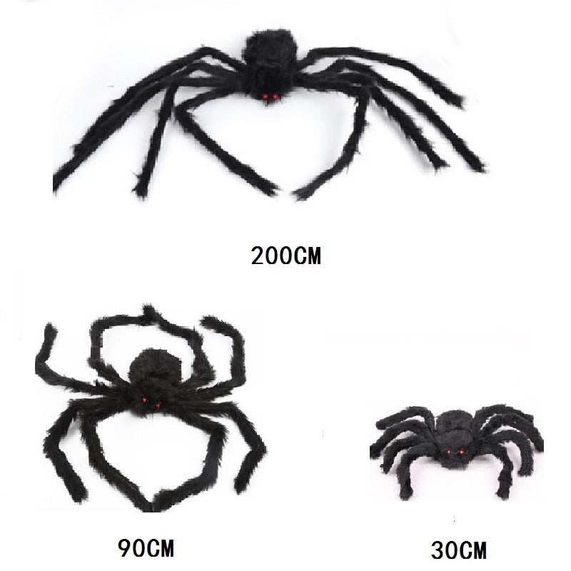 30/50/75/125/150/200cm Halloween Giant Black Plush Spider Halloween Decoration Props Kids Toy Haunted Outdoor Party House Decor acacuss