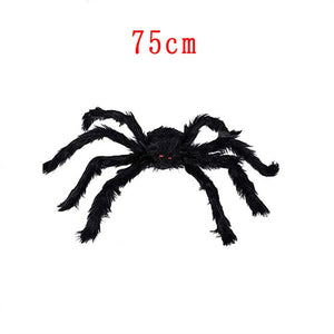 30/50/75/125/150/200cm Halloween Giant Black Plush Spider Halloween Decoration Props Kids Toy Haunted Outdoor Party House Decor acacuss