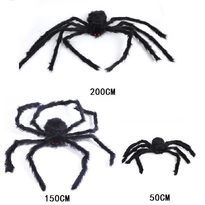 30/50/75/125/150/200cm Halloween Giant Black Plush Spider Halloween Decoration Props Kids Toy Haunted Outdoor Party House Decor acacuss