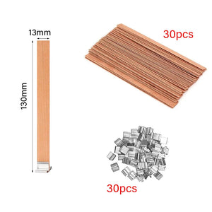 30/50pcs Wooden Candle Wick Set With Clip Base Smokeless Candle Wicks for DIY Paraffin Candle Jar Making Candle Making Supplies acacuss