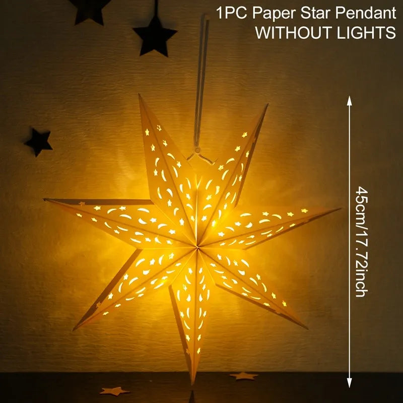 30-75cm Hollow Star Hanging Pendant Eid Mubarak Christmas Ramadan Decoration 2023 Islamic Muslim Party Decor Ramadan Kareem Gift acacuss