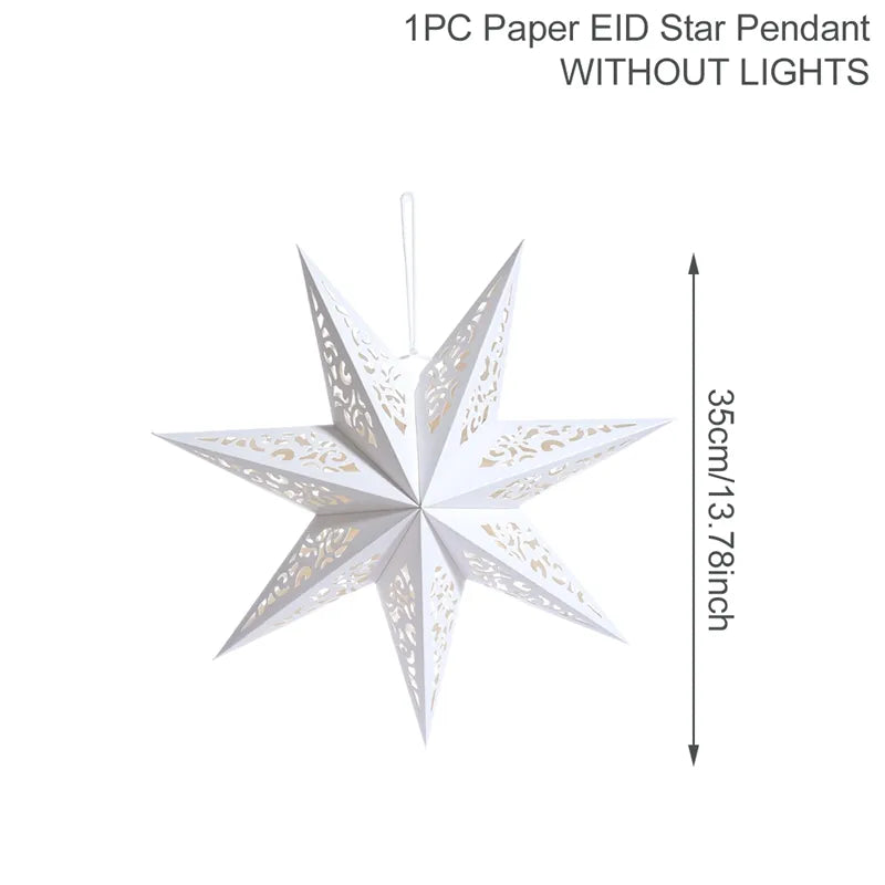 30-75cm Hollow Star Hanging Pendant Eid Mubarak Christmas Ramadan Decoration 2023 Islamic Muslim Party Decor Ramadan Kareem Gift acacuss