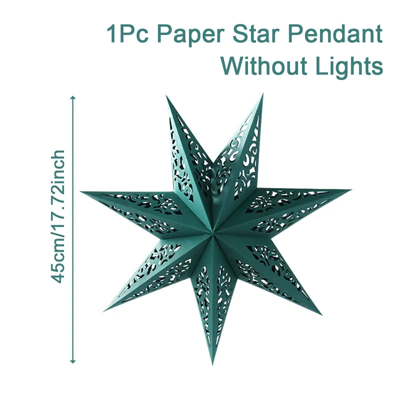 30-75cm Hollow Star Hanging Pendant Eid Mubarak Christmas Ramadan Decoration 2023 Islamic Muslim Party Decor Ramadan Kareem Gift acacuss