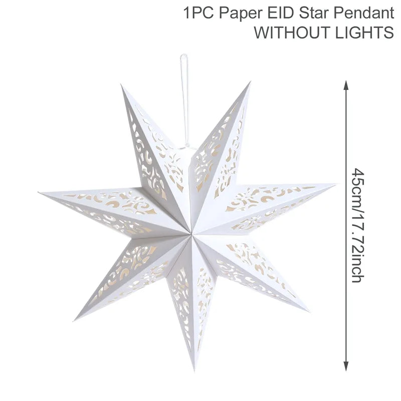 30-75cm Hollow Star Hanging Pendant Eid Mubarak Christmas Ramadan Decoration 2023 Islamic Muslim Party Decor Ramadan Kareem Gift acacuss