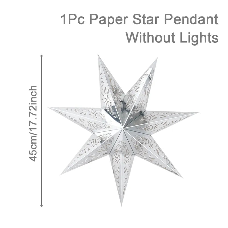 30-75cm Hollow Star Hanging Pendant Eid Mubarak Christmas Ramadan Decoration 2023 Islamic Muslim Party Decor Ramadan Kareem Gift acacuss