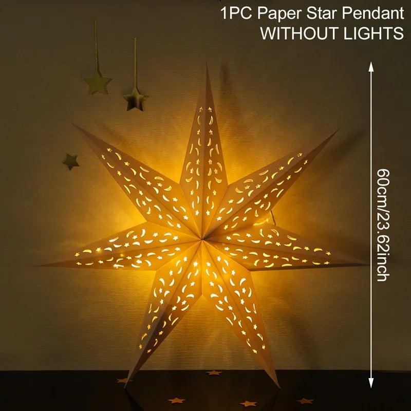 30-75cm Hollow Star Hanging Pendant Eid Mubarak Christmas Ramadan Decoration 2023 Islamic Muslim Party Decor Ramadan Kareem Gift acacuss