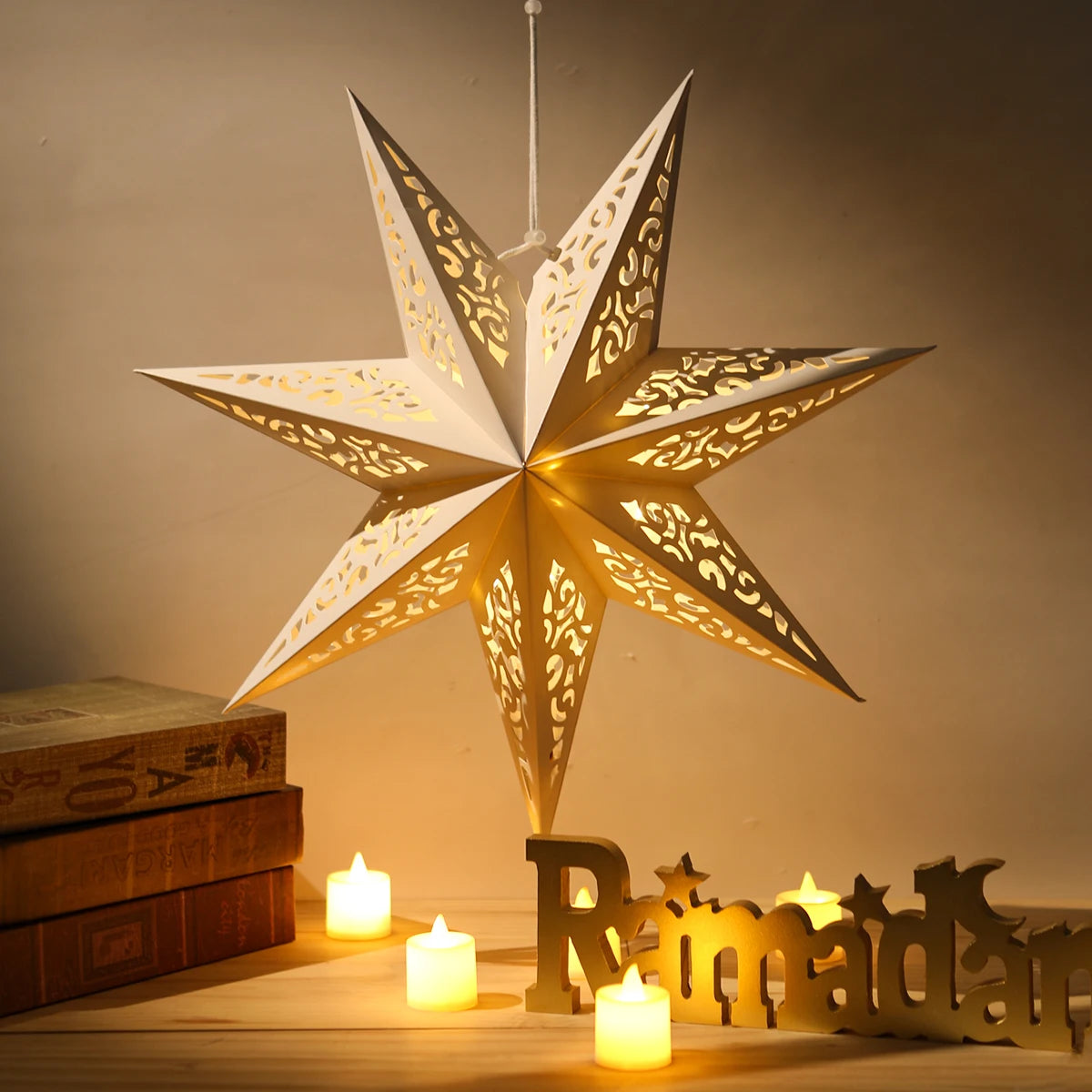 30-75cm Hollow Star Hanging Pendant Eid Mubarak Christmas Ramadan Decoration 2023 Islamic Muslim Party Decor Ramadan Kareem Gift acacuss