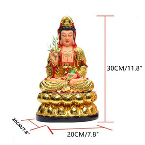 30CM/11.8"(H) Home worship of Guanyin Buddha Temple Handmade resin Guanyin Bodhisattva household ornaments Nanhai Guanyin God acacuss