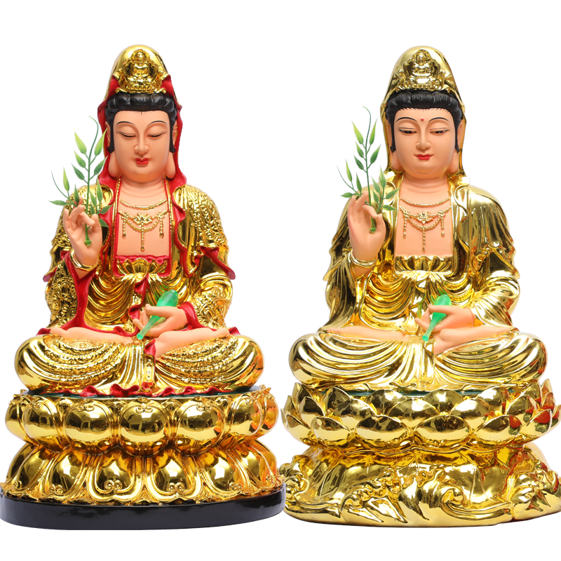 30CM/11.8"(H) Home worship of Guanyin Buddha Temple Handmade resin Guanyin Bodhisattva household ornaments Nanhai Guanyin God acacuss