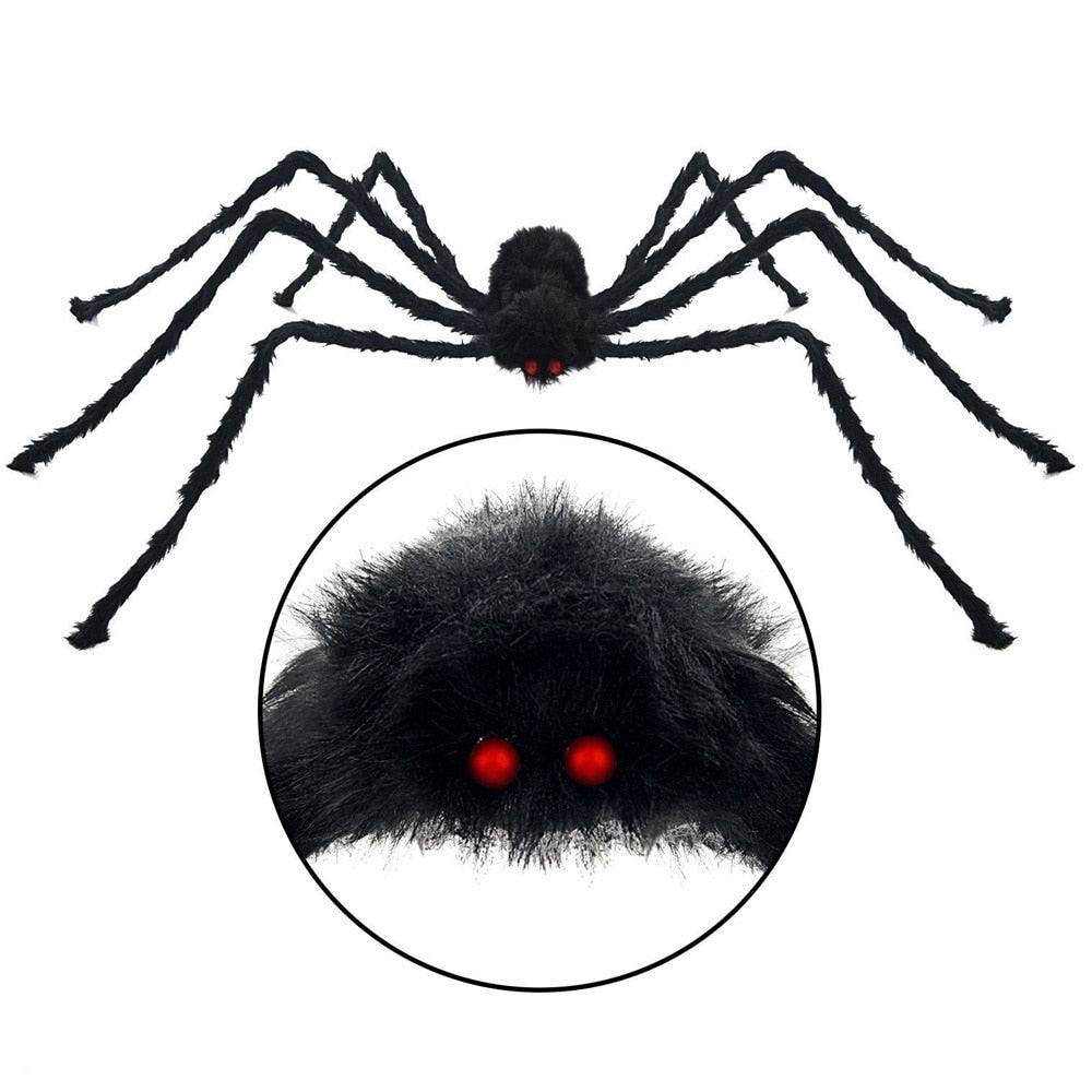 30cm/50cm/75cm/90cm/125cm/150cm/200cm Black Spider Halloween Decoration Haunted House Prop Indoor Outdoor Giant Decor acacuss