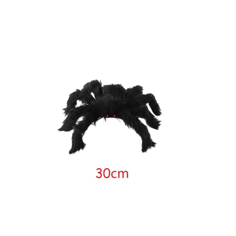 30cm, 50cm, 75cm, 90cm Giant Black Plush Spider Halloween Decorations for Home 2023 Outdoor Home Bar Haunted House Horror Props acacuss