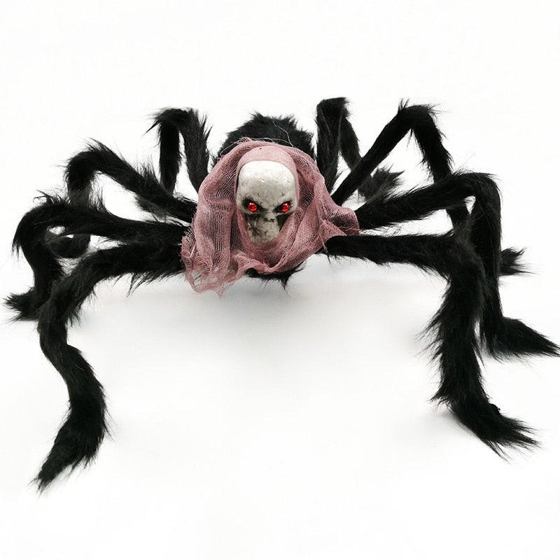 30cm, 50cm, 75cm, 90cm Giant Black Plush Spider Halloween Decorations for Home 2023 Outdoor Home Bar Haunted House Horror Props acacuss