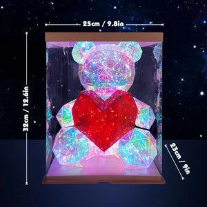 30cm Phantom PVC Multi Faceted Rose Teddy Bear Valentine'S Day Xmas Gift Sequin LED Teddy Bear With Box Wedding Anniversary Gift acacuss