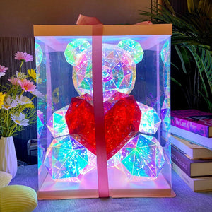 30cm Phantom PVC Multi Faceted Rose Teddy Bear Valentine'S Day Xmas Gift Sequin LED Teddy Bear With Box Wedding Anniversary Gift acacuss