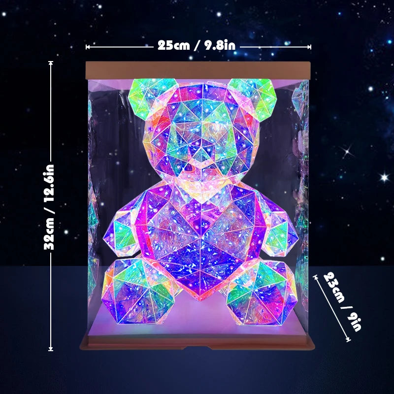 30cm Phantom PVC Multi Faceted Rose Teddy Bear Valentine'S Day Xmas Gift Sequin LED Teddy Bear With Box Wedding Anniversary Gift acacuss