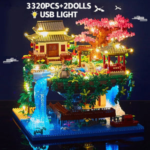 3320PCS Blocks Tree House Diamond Building Garden Architecture Waterfall Light DIY Bricks Cherry Blossom Toy For Kids Adult Gift acacuss