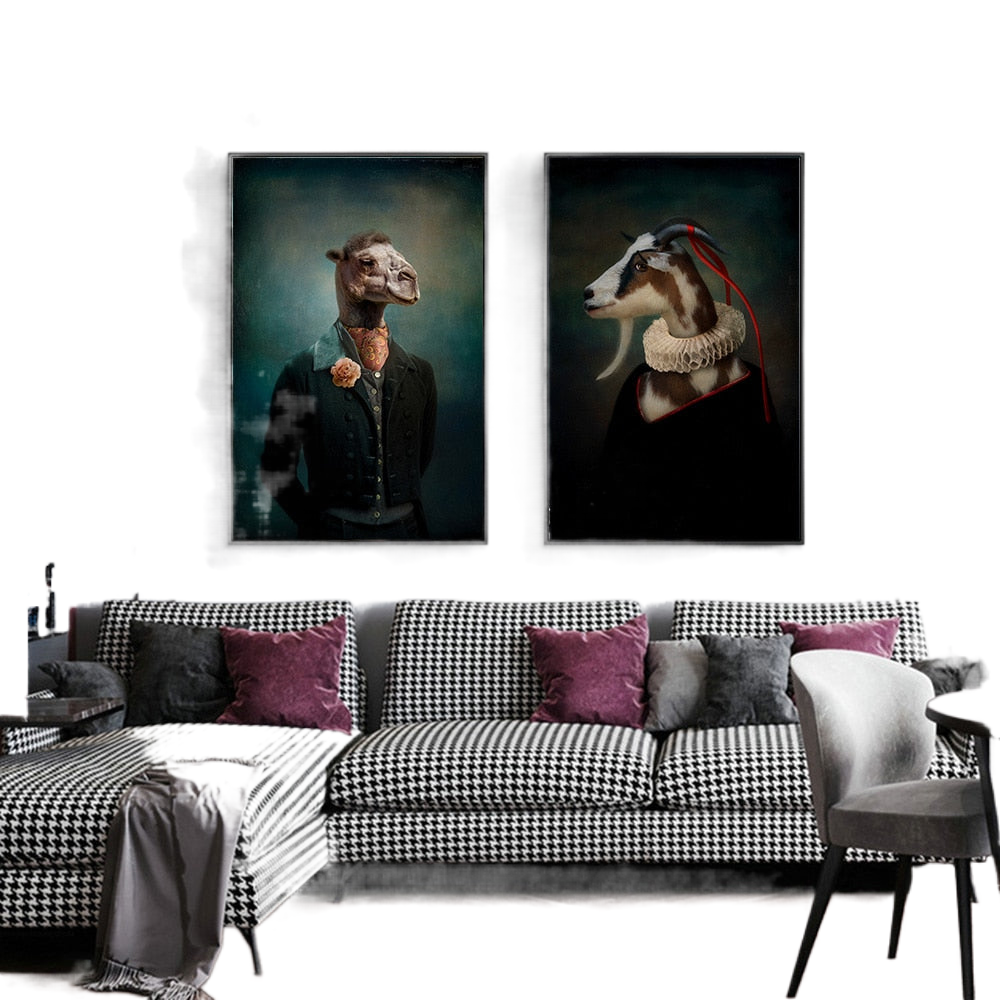 Abstrak Singa dalam Lukisan Kanvas Seragam Ketenteraan di Poster Seni Dinding Dan Mencetak Haiwan Seni Lucu Gambar Hiasan Rumah