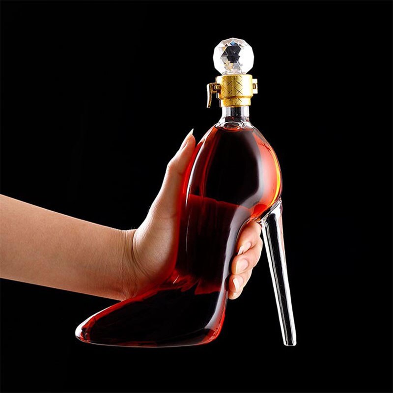 350/700ML High-heeled Shoes Shape Whisky Decanter Luxurious Glass Merlot Rum Wine Bottle Women Gift acacuss