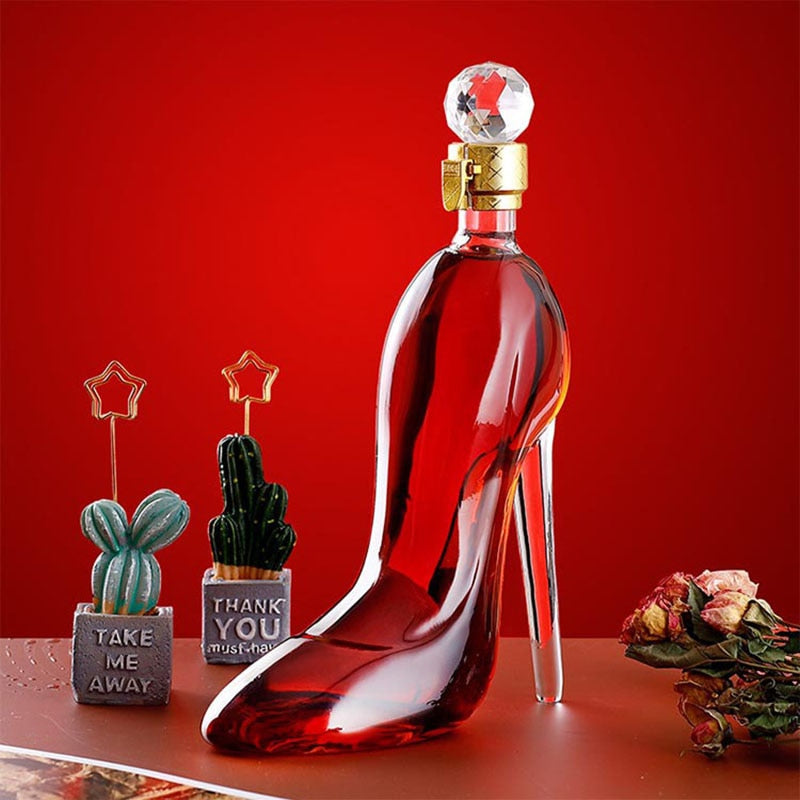 350/700ML High-heeled Shoes Shape Whisky Decanter Luxurious Glass Merlot Rum Wine Bottle Women Gift acacuss
