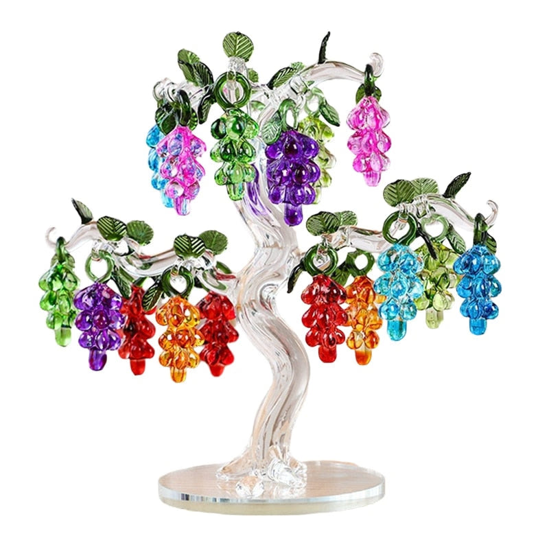 36 Hangs Crystal Grape Tree Decorations Fengshui Glass Craft Home Decor Figurines Christmas New Year Gifts Souvenirs Ornaments acacuss