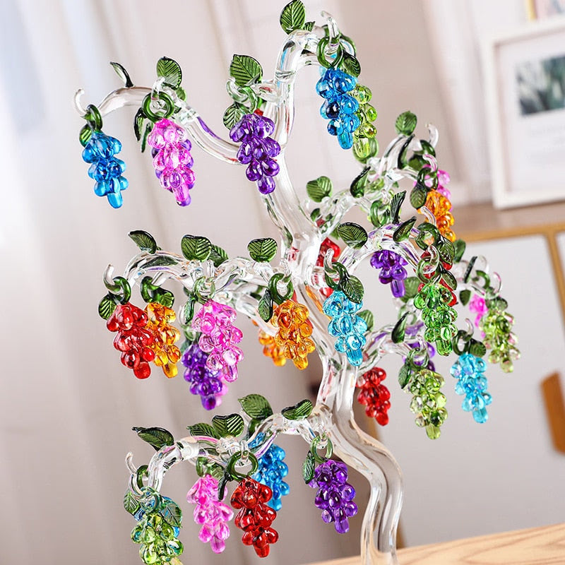 36 Hangs Crystal Grape Tree Decorations Fengshui Glass Craft Home Decor Figurines Christmas New Year Gifts Souvenirs Ornaments acacuss