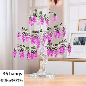 36 Hangs Crystal Grape Tree Decorations Fengshui Glass Craft Home Decor Figurines Christmas New Year Gifts Souvenirs Ornaments acacuss
