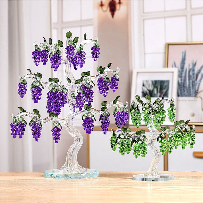 36 Hangs Crystal Grape Tree Decorations Fengshui Glass Craft Home Decor Figurines Christmas New Year Gifts Souvenirs Ornaments acacuss