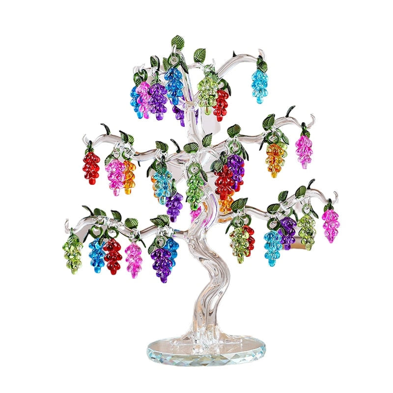 36 Hangs Crystal Grape Tree Decorations Fengshui Glass Craft Home Decor Figurines Christmas New Year Gifts Souvenirs Ornaments acacuss