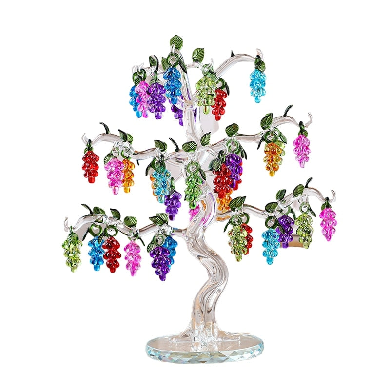 36 Hangs Crystal Grape Tree Decorations Fengshui Glass Craft Home Decor Figurines Christmas New Year Gifts Souvenirs Ornaments acacuss