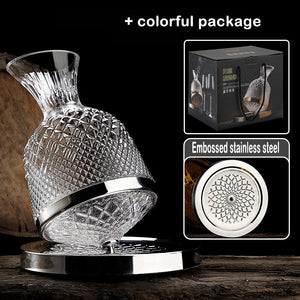 360 Rotating Wine Decanter Tumbler 1500ml Decanter Dispenser Crystal Glass Bottle Wine Aerator Mirror Jug Gift Bar Decoration acacuss