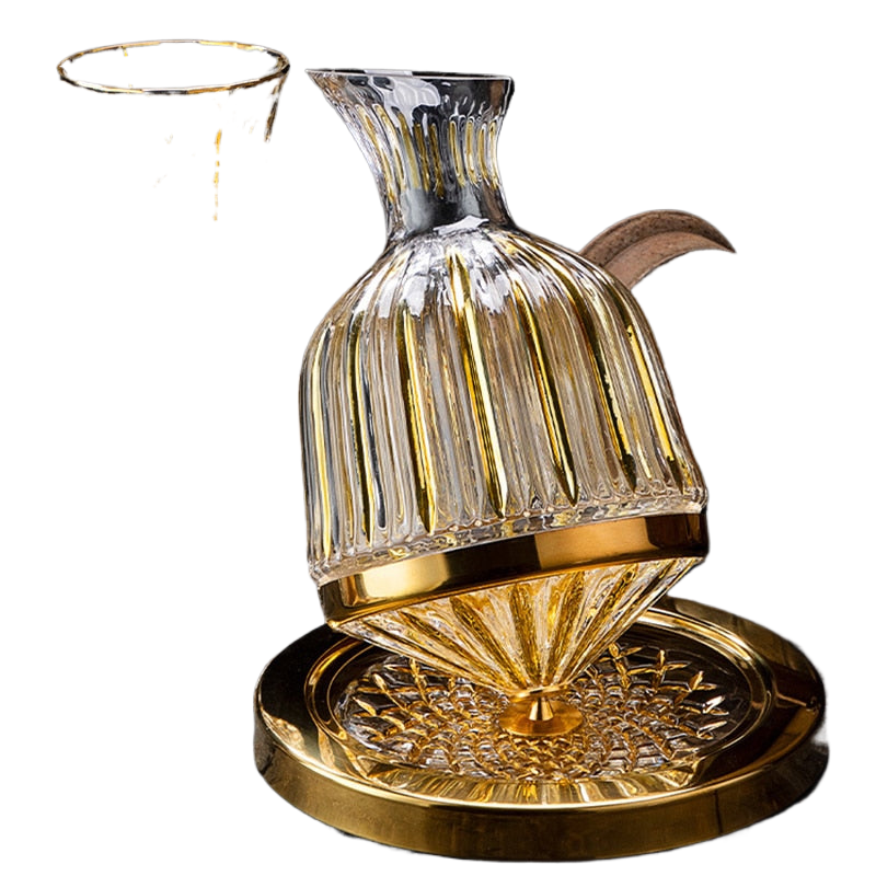 360 Rotating Wine Decanter Tumbler 1500ml Decanter Dispenser Crystal Glass Bottle Wine Aerator Mirror Jug Gift Bar Decoration acacuss
