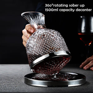 360 Rotating Wine Decanter Tumbler 1500ml Decanter Dispenser Crystal Glass Bottle Wine Aerator Mirror Jug Gift Bar Decoration acacuss