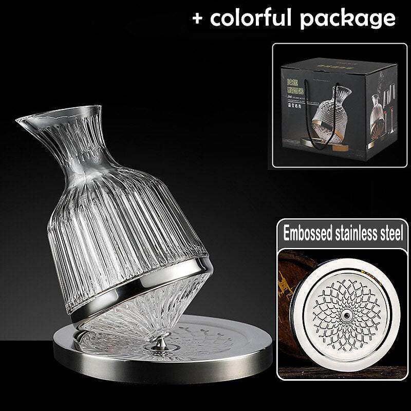 360 Rotating Wine Decanter Tumbler 1500ml Decanter Dispenser Crystal Glass Bottle Wine Aerator Mirror Jug Gift Bar Decoration acacuss