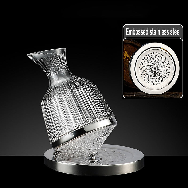 360 Rotating Wine Decanter Tumbler 1500ml Decanter Dispenser Crystal Glass Bottle Wine Aerator Mirror Jug Gift Bar Decoration acacuss