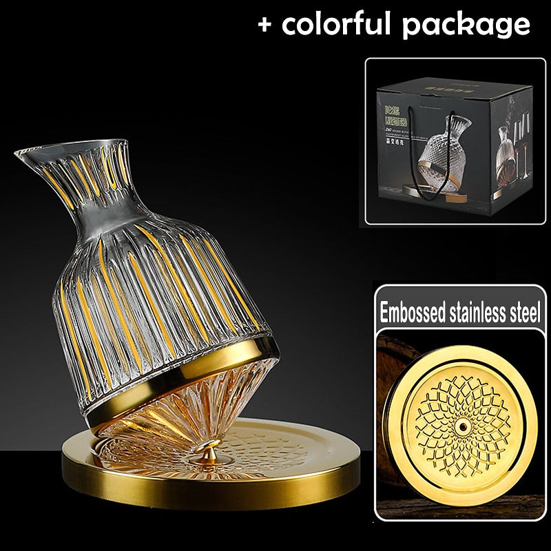 360 Rotating Wine Decanter Tumbler 1500ml Decanter Dispenser Crystal Glass Bottle Wine Aerator Mirror Jug Gift Bar Decoration acacuss