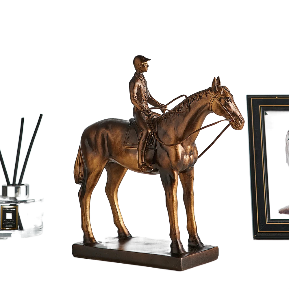 Classical Style Equestrian Figurine Home Decor Retro Living Room Cabinet Ornament Desk Decoration Vintage Resin Sculpture Gifts acacuss