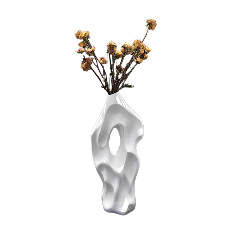 37cm Nordic Abstract Large Ceramic Vase Pampas Grass Dried Flower Hollow Mountain Design Flower Arrangement Vase Art Home Decor acacuss