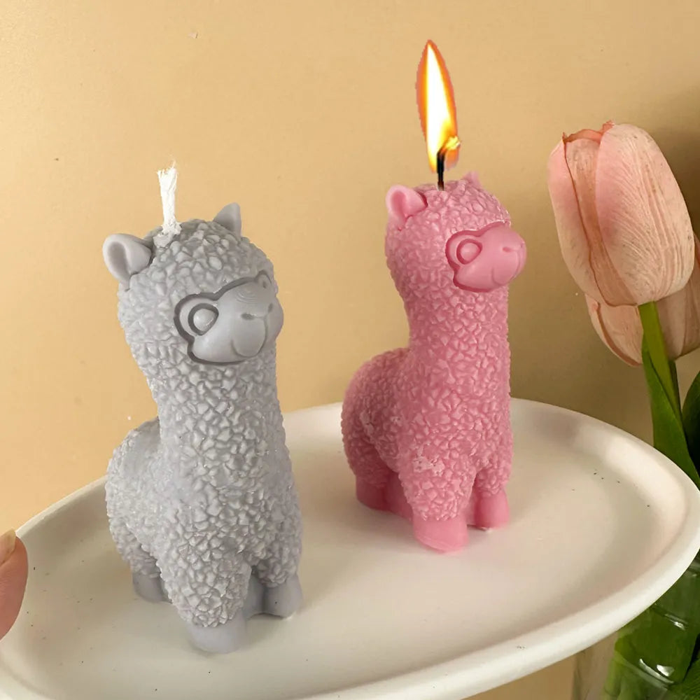 3D Alpacas Silicone Candle Mold DIY Cute Animal Scented Candle Soap Craft Gifts Making Resin Plaster Molds Home Decor Supplies acacuss